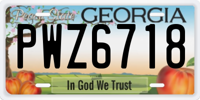 GA license plate PWZ6718