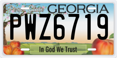 GA license plate PWZ6719