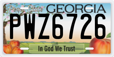 GA license plate PWZ6726