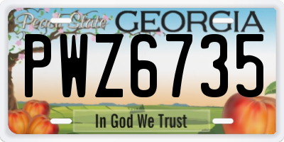 GA license plate PWZ6735