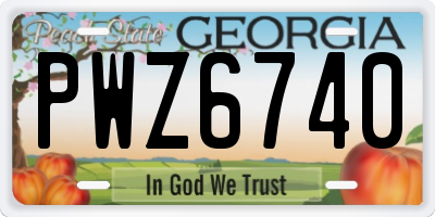GA license plate PWZ6740