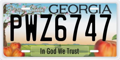 GA license plate PWZ6747