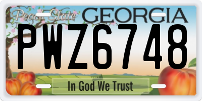 GA license plate PWZ6748