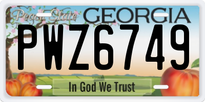 GA license plate PWZ6749