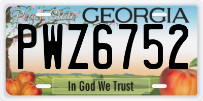 GA license plate PWZ6752