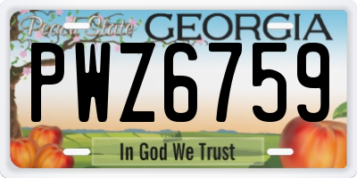 GA license plate PWZ6759
