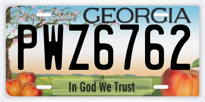 GA license plate PWZ6762