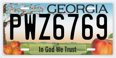 GA license plate PWZ6769