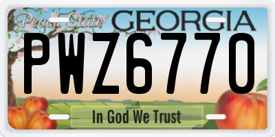 GA license plate PWZ6770
