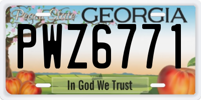 GA license plate PWZ6771