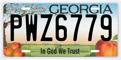 GA license plate PWZ6779