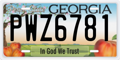 GA license plate PWZ6781