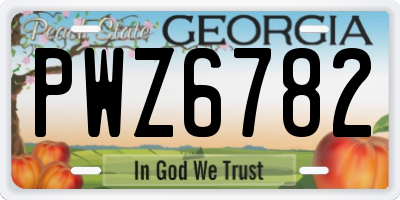 GA license plate PWZ6782