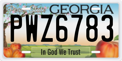 GA license plate PWZ6783