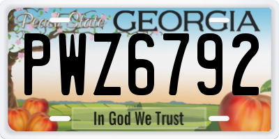 GA license plate PWZ6792