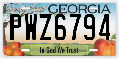 GA license plate PWZ6794