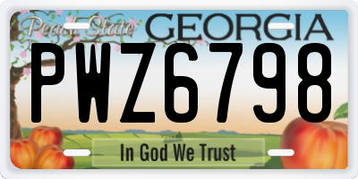 GA license plate PWZ6798