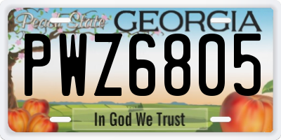 GA license plate PWZ6805