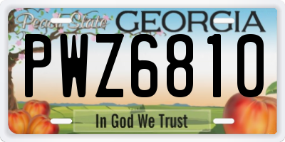 GA license plate PWZ6810