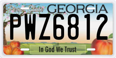 GA license plate PWZ6812