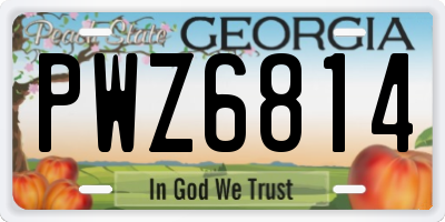 GA license plate PWZ6814