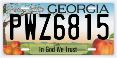 GA license plate PWZ6815