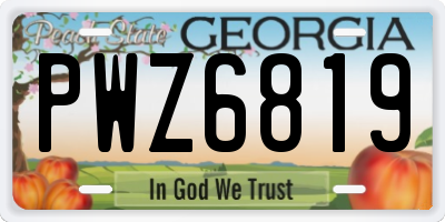 GA license plate PWZ6819