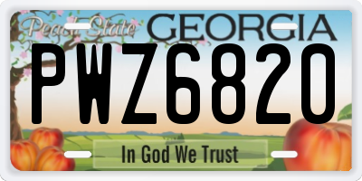 GA license plate PWZ6820