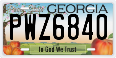 GA license plate PWZ6840
