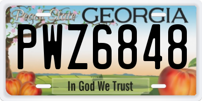GA license plate PWZ6848
