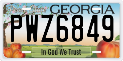 GA license plate PWZ6849