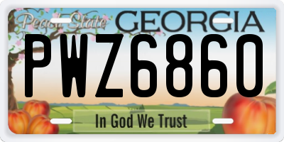 GA license plate PWZ6860