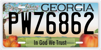 GA license plate PWZ6862