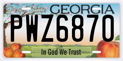 GA license plate PWZ6870