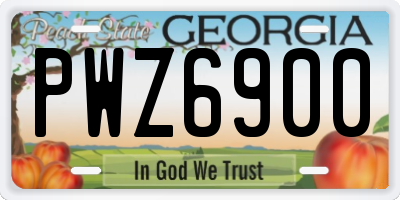 GA license plate PWZ6900