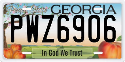 GA license plate PWZ6906