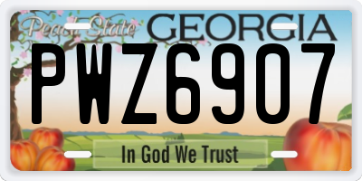 GA license plate PWZ6907
