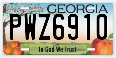 GA license plate PWZ6910