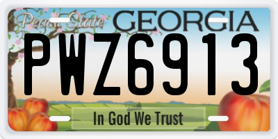 GA license plate PWZ6913