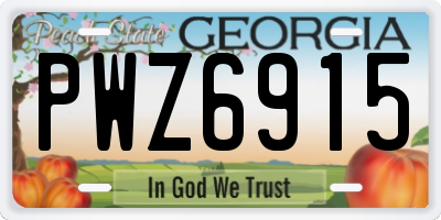 GA license plate PWZ6915