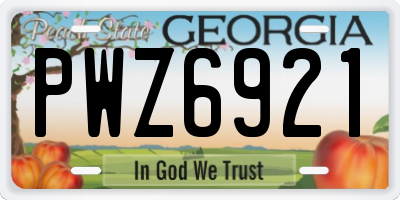 GA license plate PWZ6921