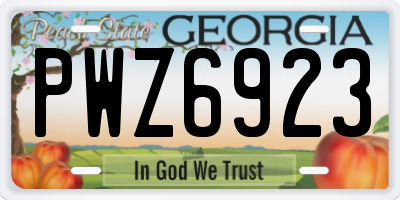 GA license plate PWZ6923
