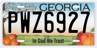 GA license plate PWZ6927