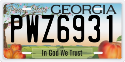 GA license plate PWZ6931