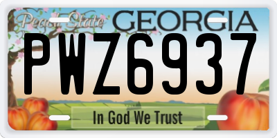 GA license plate PWZ6937