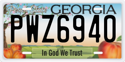 GA license plate PWZ6940
