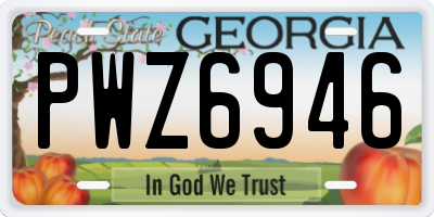 GA license plate PWZ6946