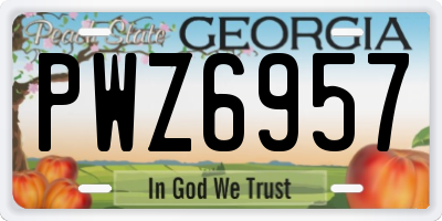 GA license plate PWZ6957