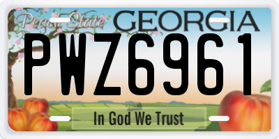 GA license plate PWZ6961