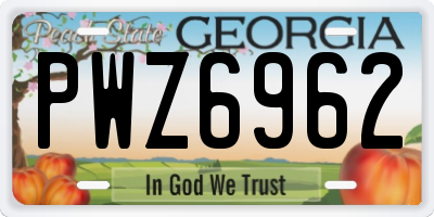 GA license plate PWZ6962
